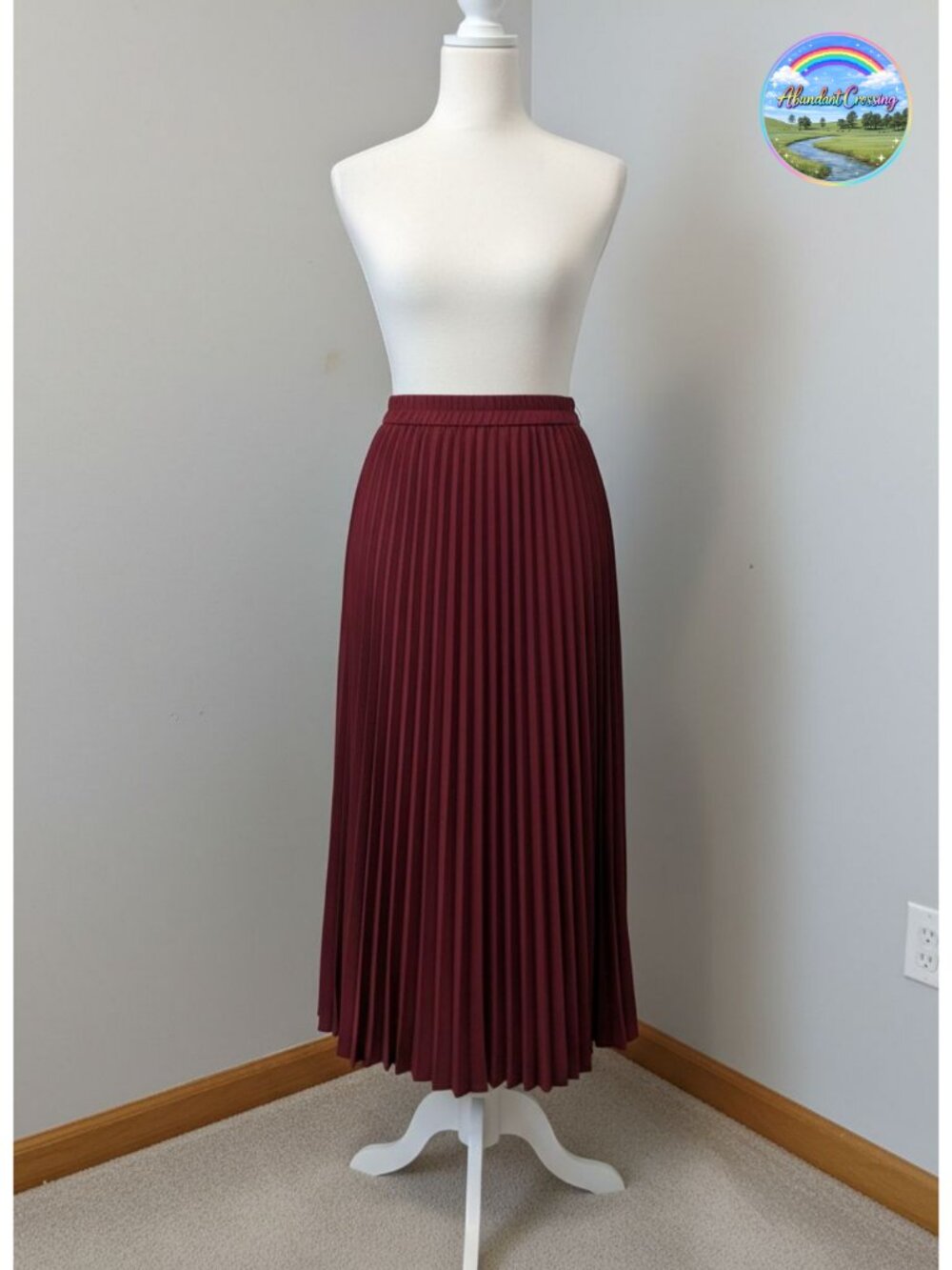 Pleated Long Skirt High Rise A-Line Elastane Casual